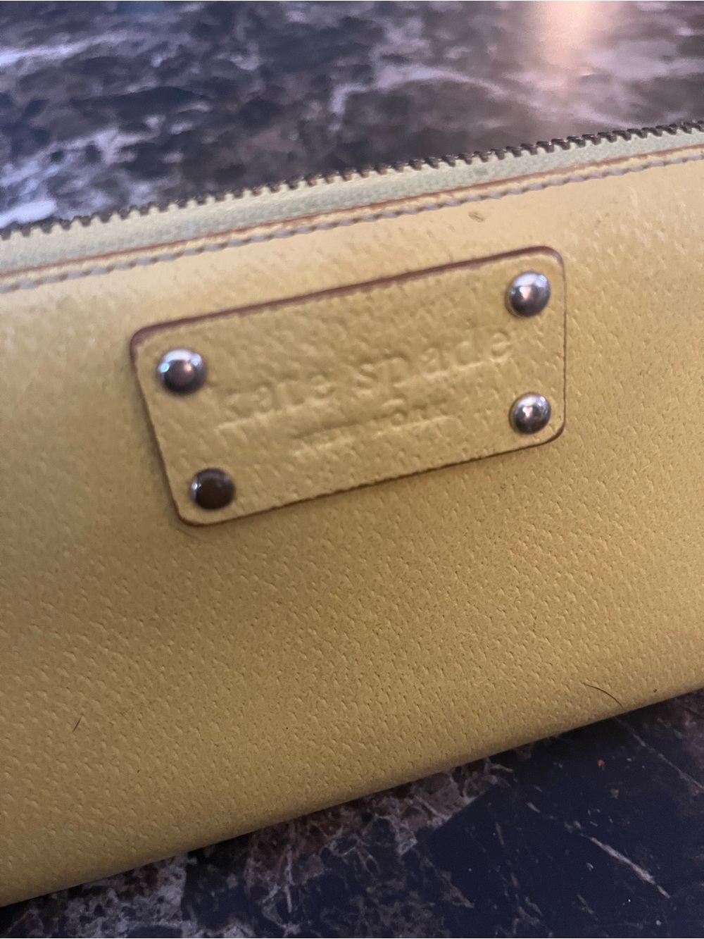 kate spade vintage Lemon Yellow Saffiano Zip Wallet